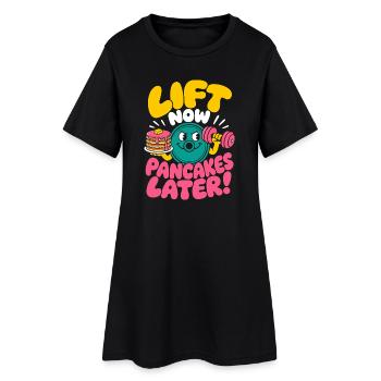 Soulève maintenant des pancakes Plus tard Humour fitness - Robe T-shirt Femme - noir - Devant