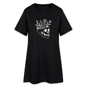 Plante de crâne crâne botanique en pot de succulente - Robe T-shirt Femme - noir - Devant