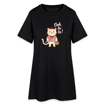 Süße Französische Katze Ooh La La Paris - Frauen T-Shirt-Kleid - Schwarz - Vorne