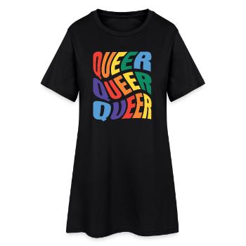 -2026-_LGBTQ_Queer_Queer_Queer_3 - Frauen T-Shirt-Kleid - Schwarz - Vorne