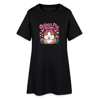 Motif mignon et mignon de la maman cochon d’Inde - Robe T-shirt Femme - noir - Devant