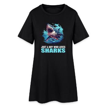 Requins Requin - Robe T-shirt Femme - noir - Devant