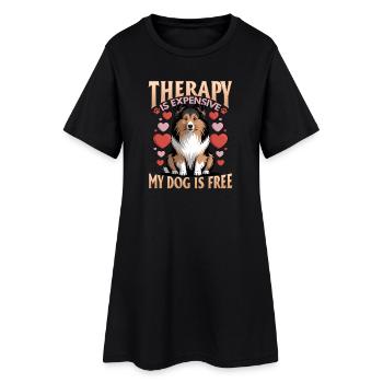 Chien Shetland Sheltie Race - Robe T-shirt Femme - noir - Devant