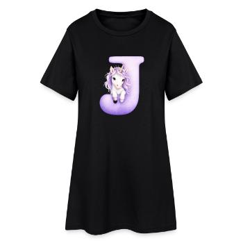 Lettre D Licorne Violette - Robe T-shirt Femme - noir - Devant