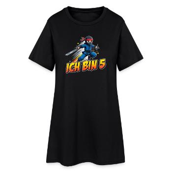 Kleiner Ninja Ich Bin 5 Fünfter Geburtstag - Frauen T-Shirt-Kleid - Schwarz - Vorne