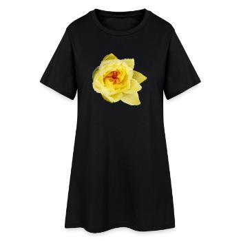 Yellow_Water_Lily_Flower_Close_Up - Robe T-shirt Femme - noir - Devant