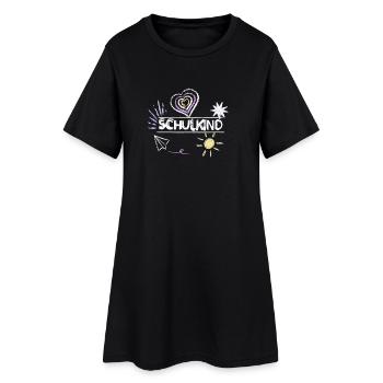Schulkind 2026 Mädchen Herz bunt Schulanfang - Frauen T-Shirt-Kleid - Schwarz - Vorne