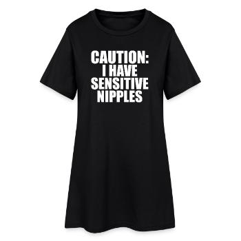 Fais attention, j’ai des tétons sensibles ! Lusti - Robe T-shirt Femme - noir - Devant