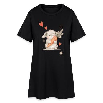 Cœurs de lapin Carotte Créatures mignonnes de la forêt - Robe T-shirt Femme - noir - Devant