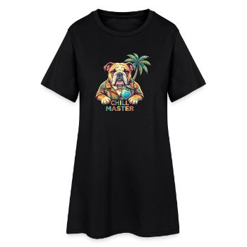 Englische Bulldogge Chill Master Urlaub Hawaii dog - Frauen T-Shirt-Kleid - Schwarz - Vorne