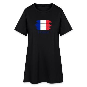 Französische Flagge Pinselstrich - Frauen T-Shirt-Kleid - Schwarz - Vorne