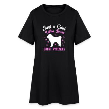 Pyrenäenhund - Frauen T-Shirt-Kleid - Schwarz - Vorne