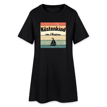Küstenkind im Herzen Vintage - Frauen T-Shirt-Kleid - Schwarz - Vorne