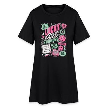 Lucky Girl Syndrome Motivation Design - Frauen T-Shirt-Kleid - Schwarz - Vorne