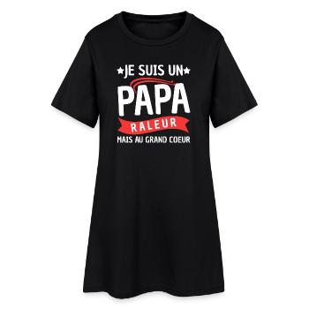 Papa Râleur Mais Au Grand Cœur Cadeau Fête - Robe T-shirt Femme - noir - Devant