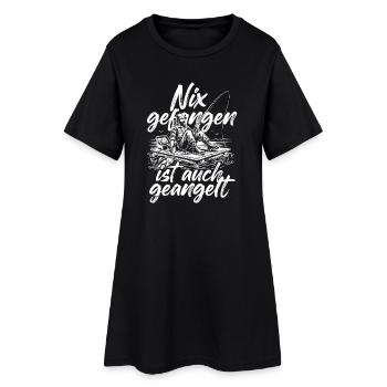 Lustiger Angler - Frauen T-Shirt-Kleid - Schwarz - Vorne