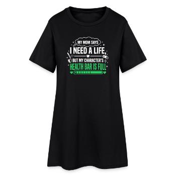 Health Bar Full Gamer Spruch - Frauen T-Shirt-Kleid - Schwarz - Vorne