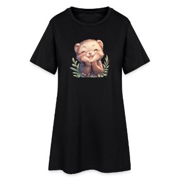 Nerze Nerz - Frauen T-Shirt-Kleid - Schwarz - Vorne