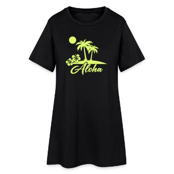 Silhouette de l’île Aloha Palm Trees - Robe T-shirt Femme - noir - Devant