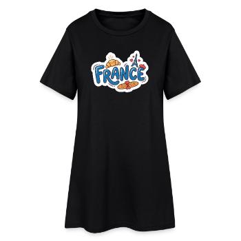 Sticker France Kawaii Croissant Paris - Robe T-shirt Femme - noir - Devant