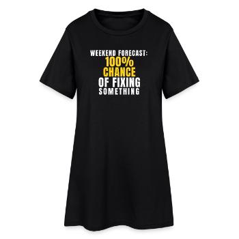 Prévisions du week-end : bricolage amusant - Robe T-shirt Femme - noir - Devant
