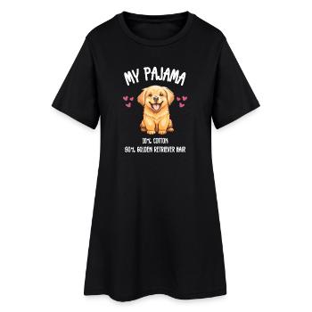 Chien de pyjama Golden Retriever - Robe T-shirt Femme - noir - Devant