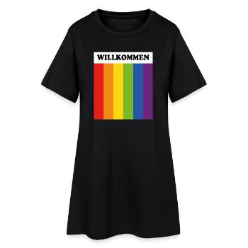 Willkommen Rainbow Flag - LGBT Safe Space German - Women’s T-Shirt Dress - black - Front