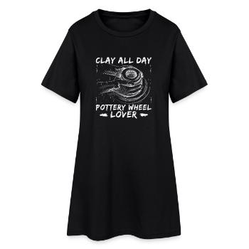 Pottery Artists Clay All Day Pottery - Frauen T-Shirt-Kleid - Schwarz - Vorne
