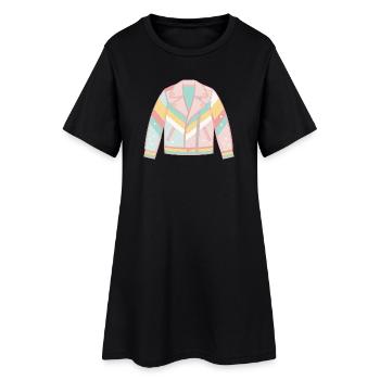 Diagonale pastellfarbene Schleifenjacke - Frauen T-Shirt-Kleid - Schwarz - Vorne