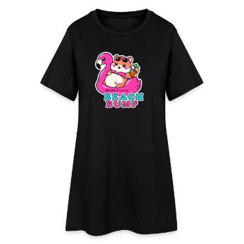 Strandbauch, Sommerschwangerschaft, Flamingo-Aufkleber, Spaß - Frauen T-Shirt-Kleid - Schwarz - Vorne