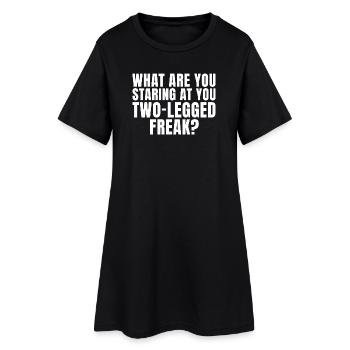 Pourquoi tu me regardes comme ça, espèce de monstre bipatte ? - Robe T-shirt Femme - noir - Devant
