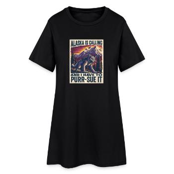 L’Alaska appelle le jeu de mots de fêtes des chats - Robe T-shirt Femme - noir - Devant