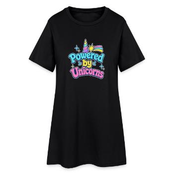 Cute Unicorn Gift, Powered by Unicorns for Women - Women’s T-Shirt Dress - black - Front