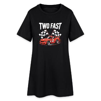 Deux 2 anniversaires Voitures de course rapides Deuxième anniversaire - Robe T-shirt Femme - noir - Devant