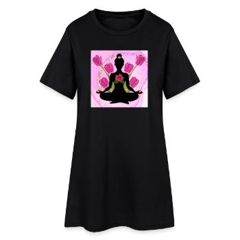 Silhouette méditative hibiscus roses - Robe T-shirt Femme - noir - Devant