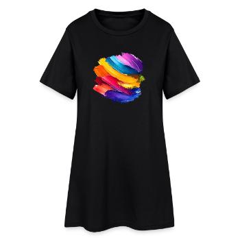 Rainbow Brush Stroke - Women’s T-Shirt Dress - black - Front