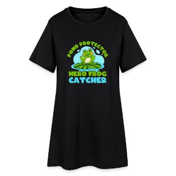 Grenouille protectrice d’étang Catcher - Robe T-shirt Femme - noir - Devant