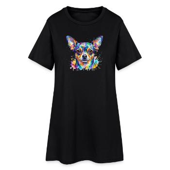 Explosion de couleur : Tête de chihuahua - Robe T-shirt Femme - noir - Devant