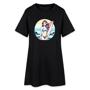 Diva du surf au coucher du soleil - Robe T-shirt Femme - noir - Devant