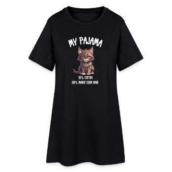 Chat pyjama drôle de Maine Coon - Robe T-shirt Femme - noir - Devant