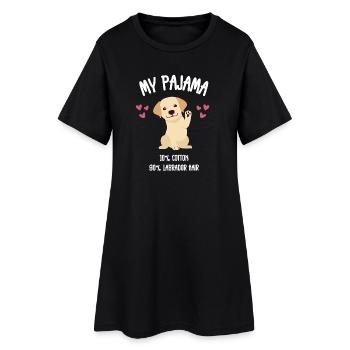 Petit chien de pyjama labrador mignon - Robe T-shirt Femme - noir - Devant