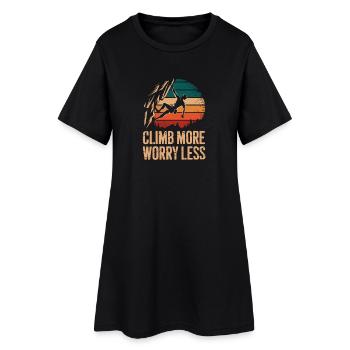Grimpez plus, inquiète-toi, grimpe rétro, escalade de bloc - Robe T-shirt Femme - noir - Devant