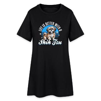 Race de chien Shih Tzu - Robe T-shirt Femme - noir - Devant