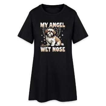 Race de chien Shih Tzu - Robe T-shirt Femme - noir - Devant