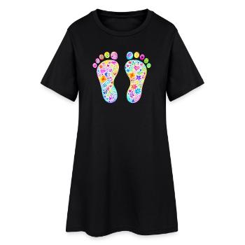 Pieds de bébé faits de fleurs - personnalisables - Robe T-shirt Femme - noir - Devant