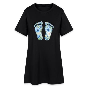 Pieds de bébé faits de fleurs - personnalisables - Robe T-shirt Femme - noir - Devant