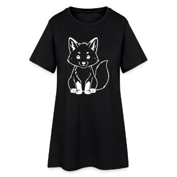 white fox gift nature lover - Women’s T-Shirt Dress - black - Front