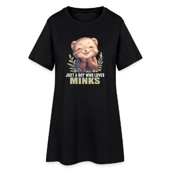 Nerze Nerz - Frauen T-Shirt-Kleid - Schwarz - Vorne