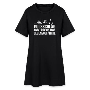 Mein Hund ist mein Lebensgefährte - Frauen T-Shirt-Kleid - Schwarz - Vorne