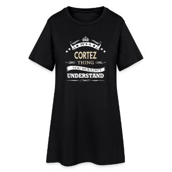 Das ist eine Cortez-Sache, die man nicht verstehen würde. Lustig. - Frauen T-Shirt-Kleid - Schwarz - Vorne